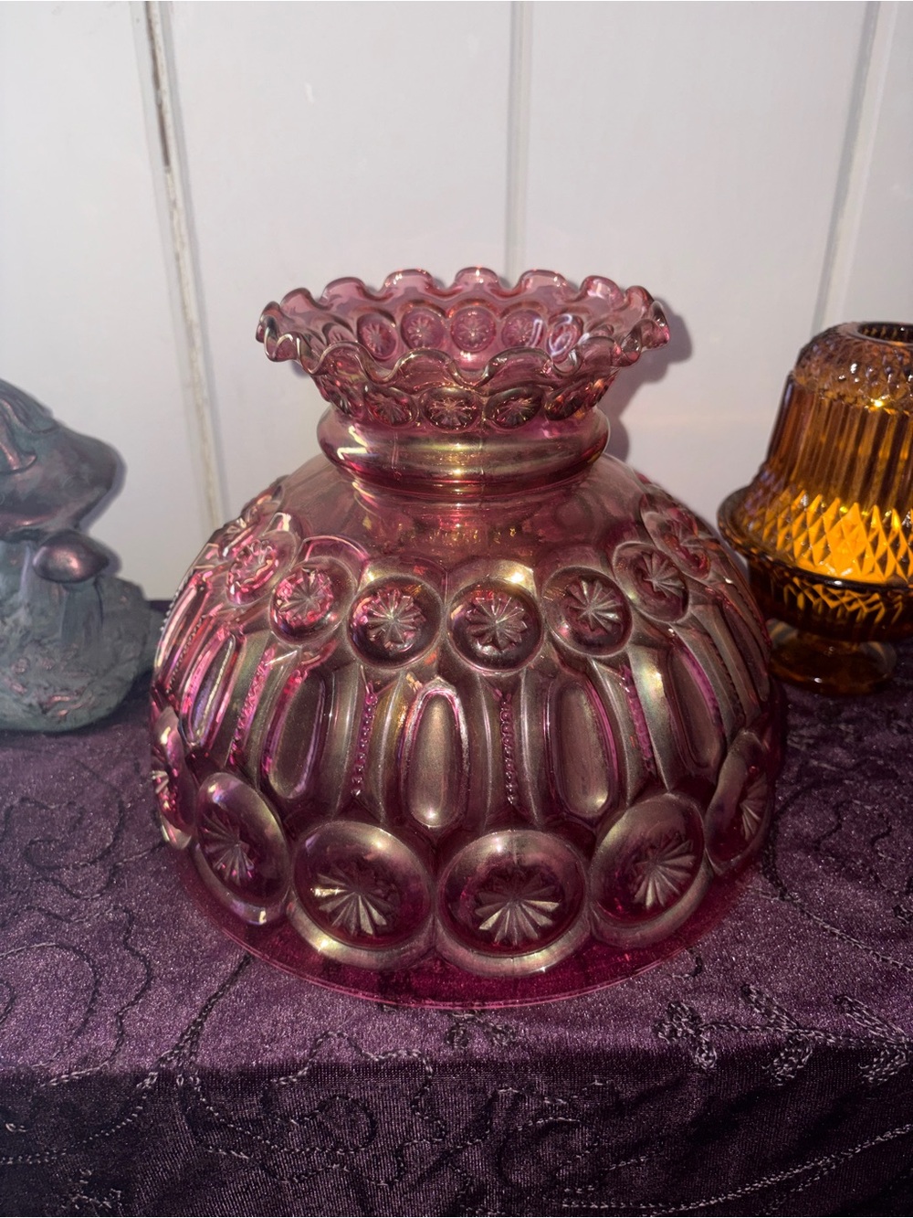 RARE Large LE Smith Moon And Stars Glass Lampshade
